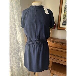 New! VINEYARD VINES Gathered Neck Dress, Navy Blue, Silk, Lined, Size 6, $198